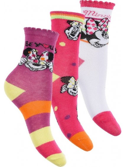 3-PACK DISNEY MINNIE MOUSE RŮŽOVÉ DÍVČÍ PONOŽKY