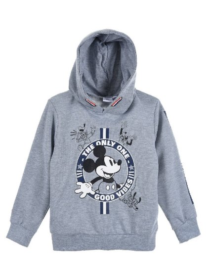 Mickey Mouse světle šedá chlapecká mikina s kapucí