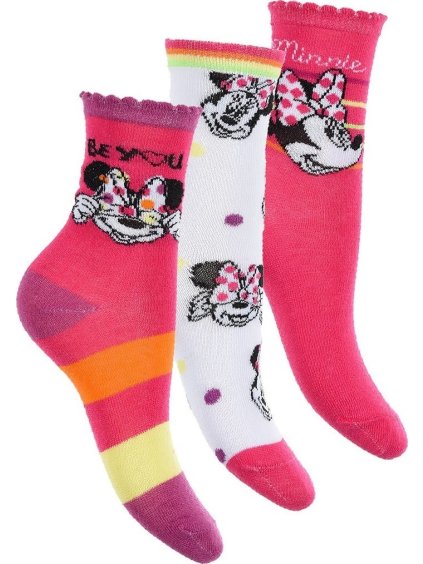 3-pack Disney Minnie Mouse růžové dívčí ponožky