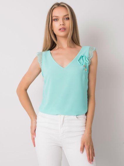 Mintový dámský top s krajkou (Velikost ONE SIZE)