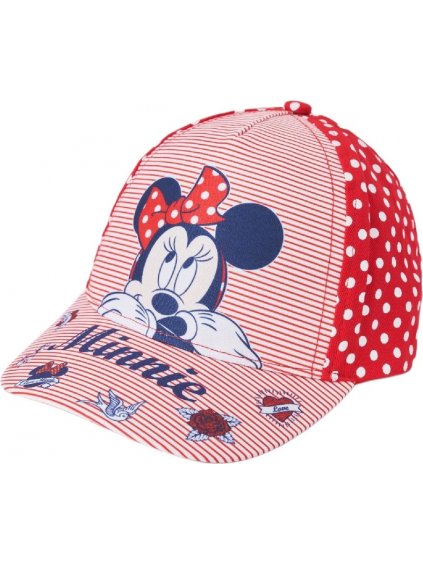 MINNIE MOUSE ČERVENÁ DÍVČÍ KŠILTOVKA S PUNTÍKY