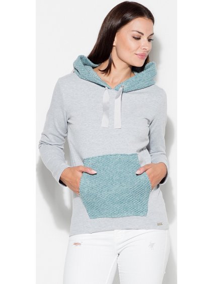 Vlněná šedá mikina s modrými prvky K414 Blue