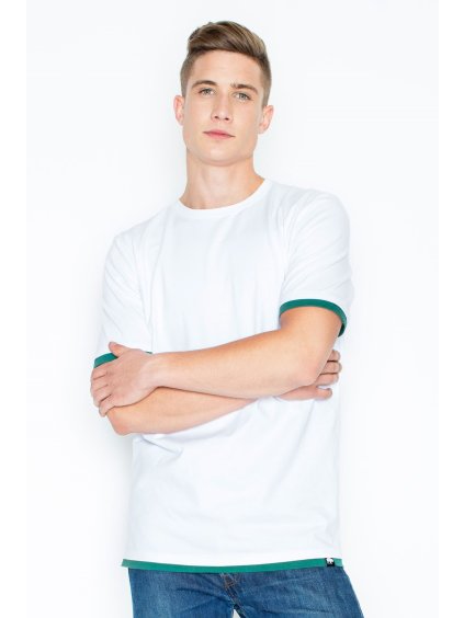 Bílé bavlněné třičko s barevnými prvky