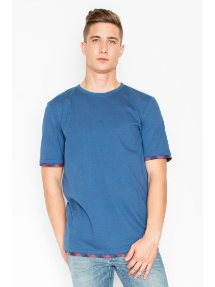 Modré bavlněné třičko s barevnými prvky