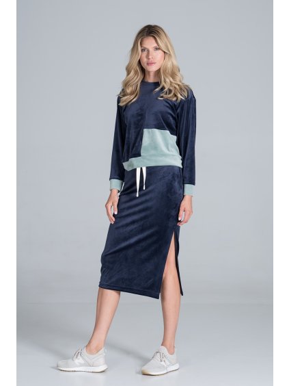 Tmavě modrý komplet mikiny a sukně