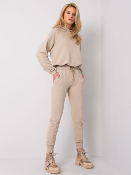 Béžová dámská souprava kalhot a mikiny