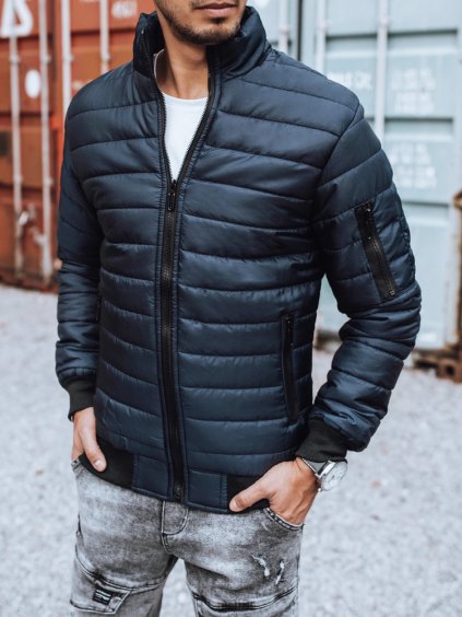 Tmavě modrá prošívaná přechodová bunda