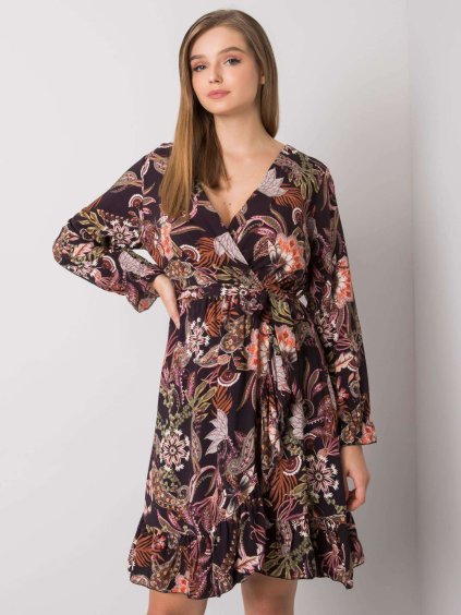 Černé vzorované šaty s páskem