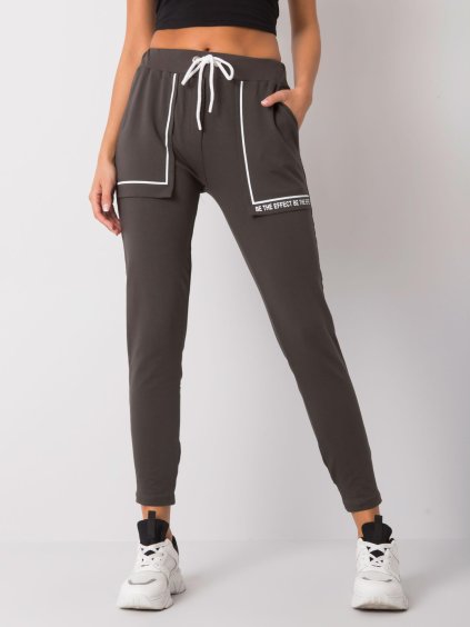 Khaki bavlněné tepláky