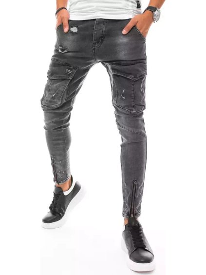 Šedé džíny s kapsami