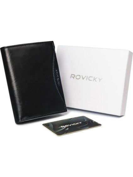 Černá pánská kožená peněženka Rovicky L053