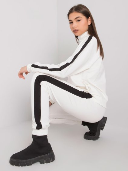 Smetanový komplet mikiny a tepláků s pruhy Aliana