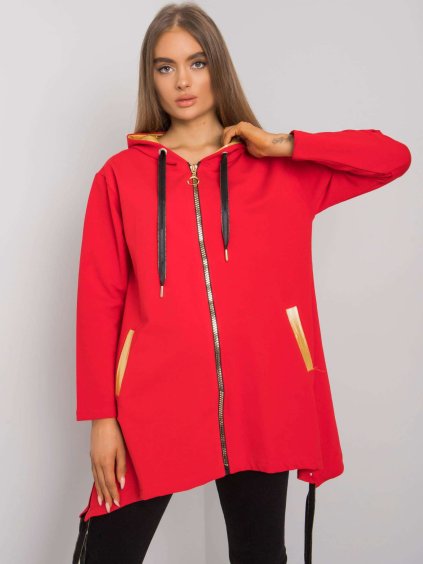 Červená dámská oversize mikina na zip (Velikost S/M)