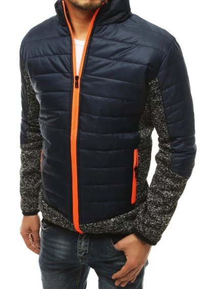 Tmavě modrá pánská prošívaná bunda