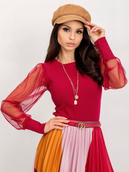 Dámská bordó halenka s balonovými rukávy