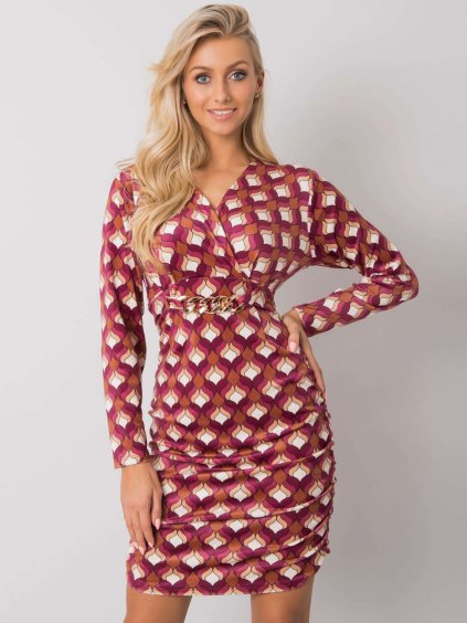 Červené vzorované velurové šaty Montilla