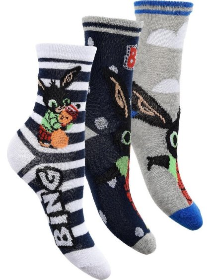 Trojbalení ponožek Bing - bílá-modrá-šedá