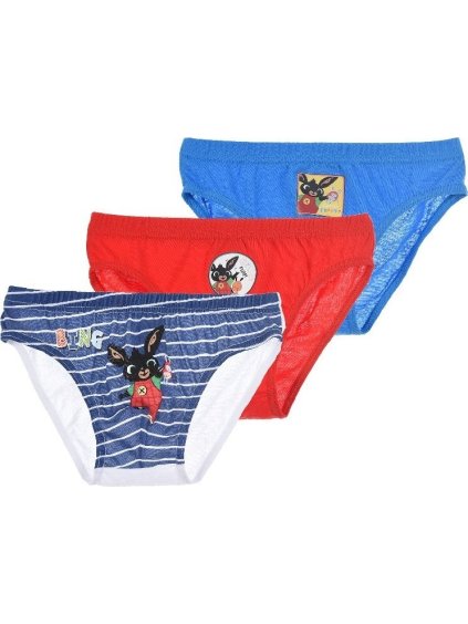 Trojbalení chlapeckých slipů Bing Bunny - modrá-červená-modrá