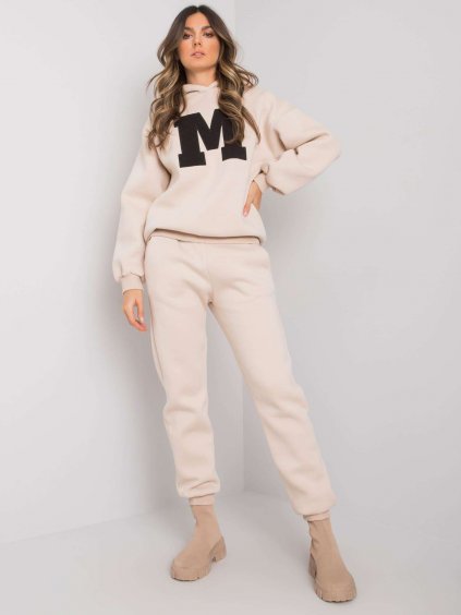 Béžová dámská tepláková souprava s písmenem