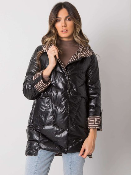 Černá dámská lesklá prošívaná zimní bunda