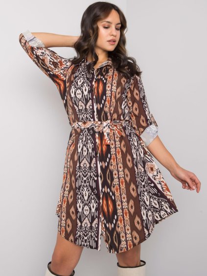 Hnědé vzorované košilové šaty Kaegan