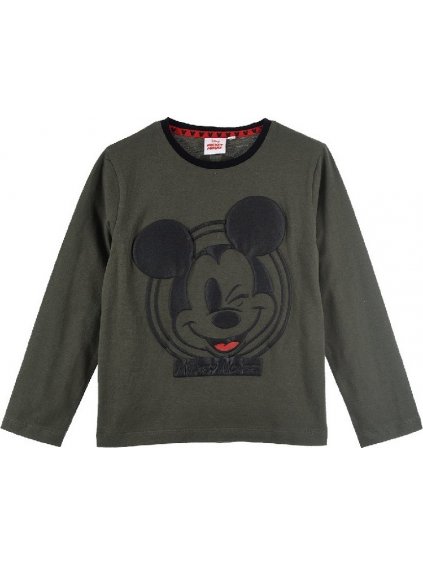 KHAKI CHLAPECKÉ TRIČKO S DLOUHÝM RUKÁVEM MICKEY MOUSE