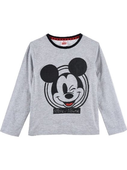 ŠEDÉ CHLAPECKÉ TRIČKO S DLOUHÝM RUKÁVEM MICKEY MOUSE