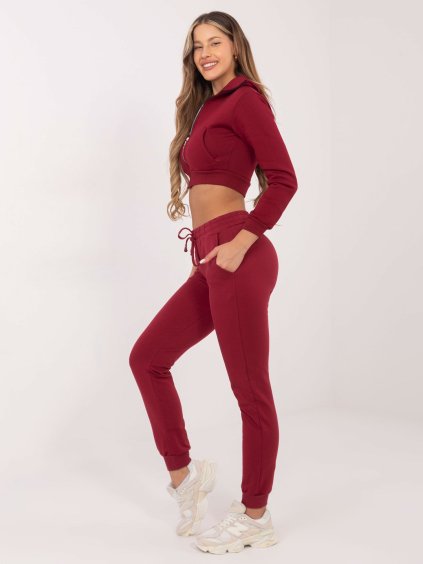 Bordó dámská krátká mikina na zip