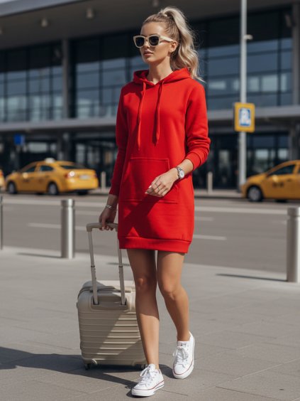 Červené dámské mikinové šaty