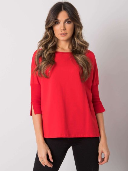 Červené dámské oversize tričko s 3/4 rukávy (Velikost S/M)