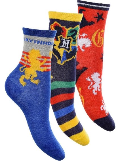Trojbalení chlapeckých ponožek Harry Potter - modrá/černá/červená