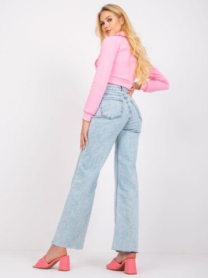 Světle modré dámské rovné džíny s vysokým pasem