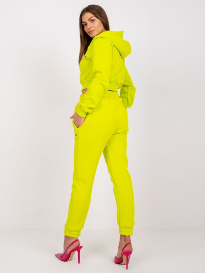 Limetkový set tepláků a "crop" mikiny California