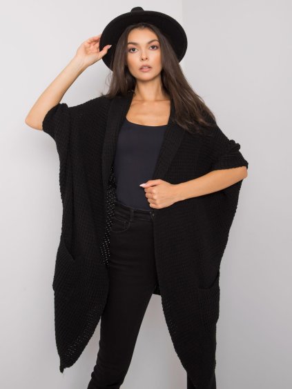 Černý dlouhý pletený kardigan