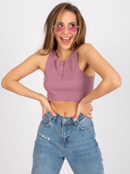 PUDROVÝ CROP TOP S KNOFLÍČKY RILEY