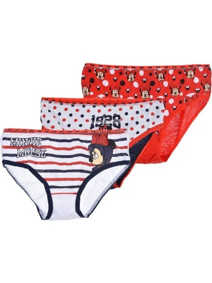 Trojbalení kalhotek s Minnie Mouse - červená/modrá/bílá