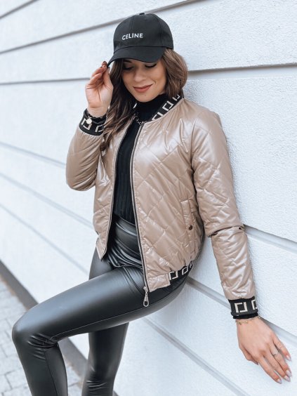 Béžový lesklý bomber BASEBALL