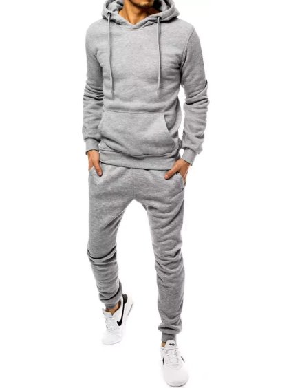 Světle šedá pánská tepláková souprava s kapucí