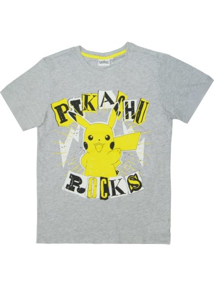 Šedé pánské tričko Pokemon Pikachu