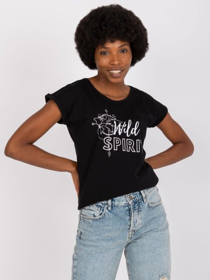 Černé tričko Cabrera s potiskem a nápisem "Wild Spirit"