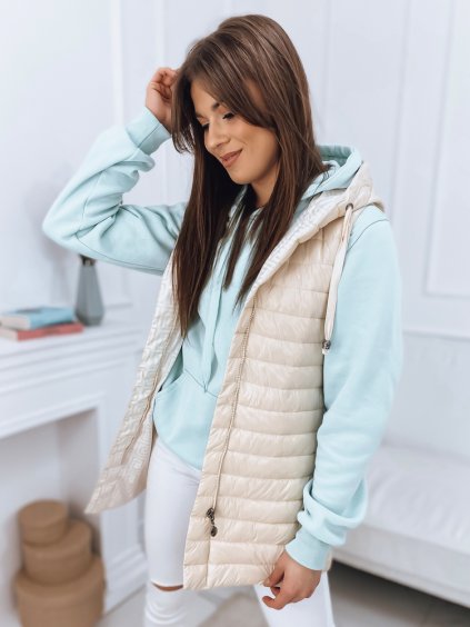 Smetanová oboustranná vesta CRISTINA s prošíváním a vzory