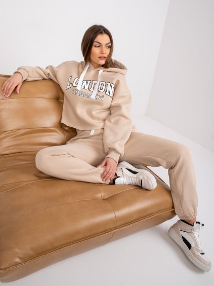 Béžová teplákovka Laraina s nápisem "London" (Velikost ONE SIZE)