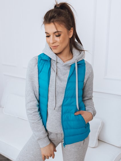 Modrá prošívaná vesta bez kapuce ROSILA