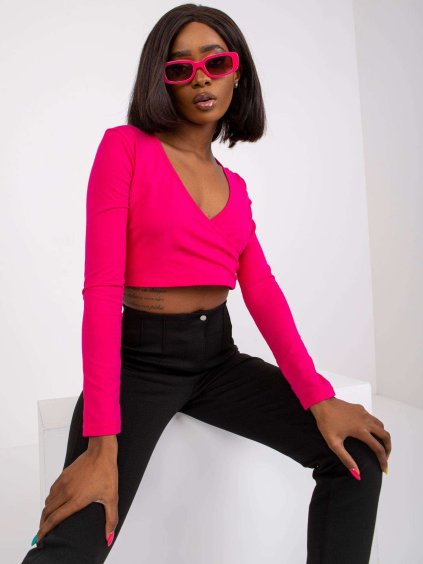 Fuchsiový zavinovací crop top Paola (Velikost S)
