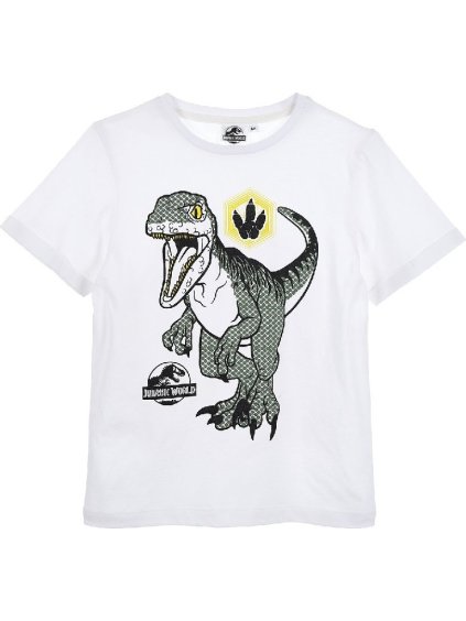 Bílé chlapecké tričko s potiskem Jurassic World dinosaur