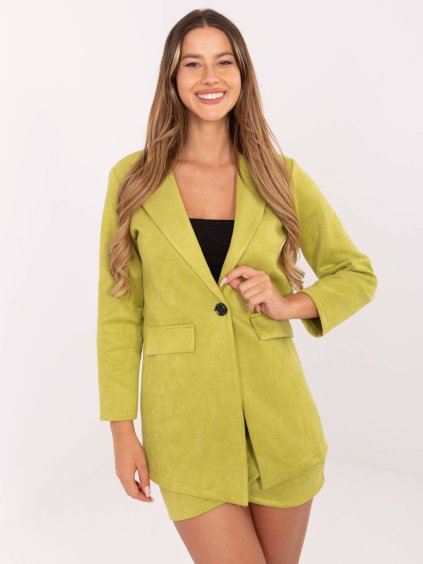 Světle zelené semišové sako