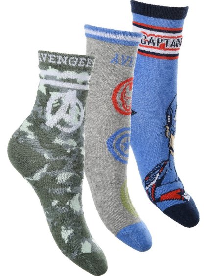 Trojbalení ponožek Marvel Avengers - šedá/šedá/modrá
