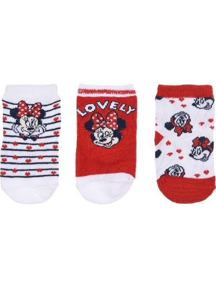 Trojbalení ponožek Disney Baby Minnie Mouse - bílá/červená/modrá (Velikost 68/80)