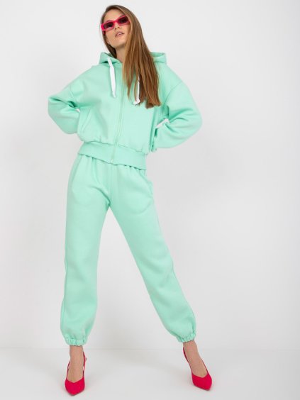 Mintová tepláková souprava s kapucí