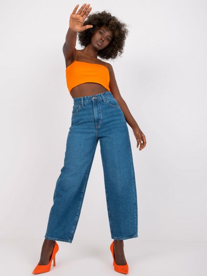 Modré džíny rovného širokého střihu Azalia